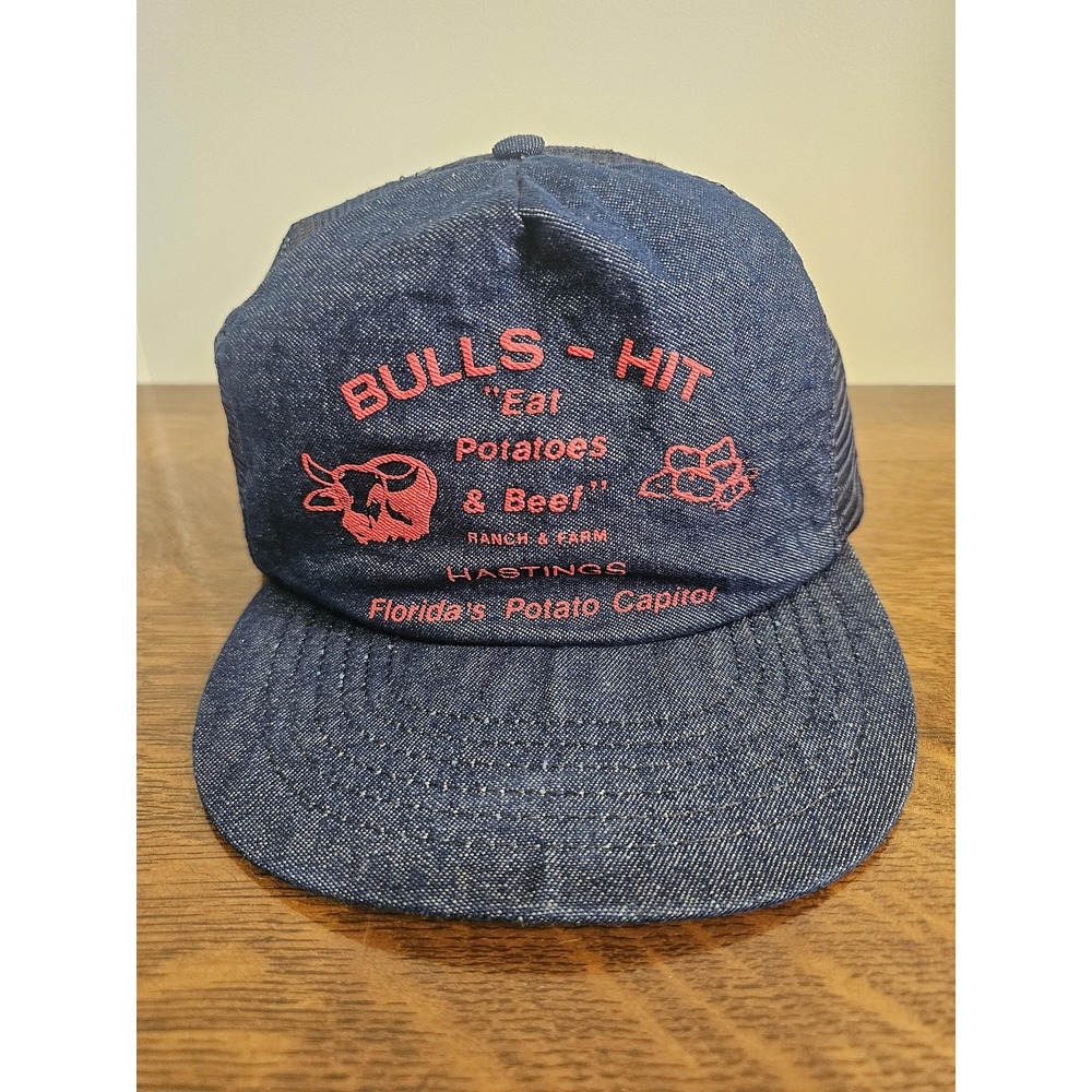 Bulls Hit Hat Cap Snap Back Blue Denim Potatoes Beef Mens One Size Florida